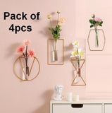 Golden Metal Flower Design Wall Vase