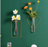 Golden Metal Flower Design Wall Vase