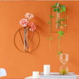 Golden Metal Flower Design Wall Vase
