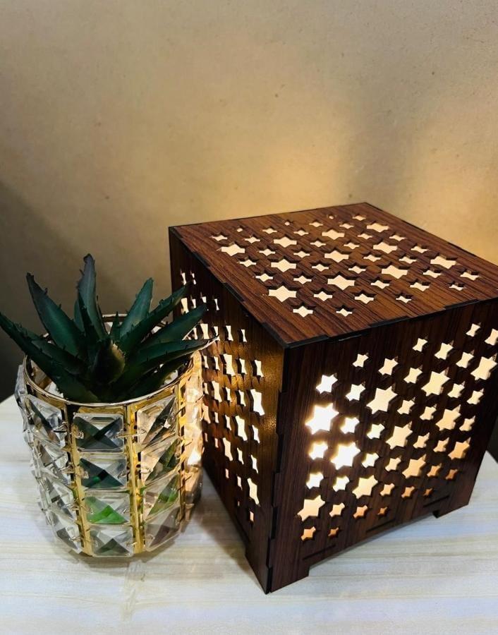 Star Design Laser Cut Wooden table lamp