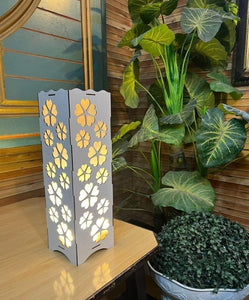 Elegant Floral Cutout wooden Table Lamp
