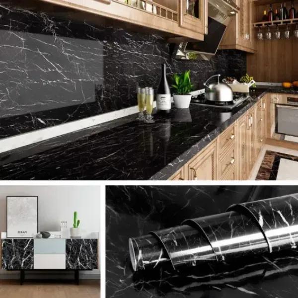 Self Adhesive Black Marble Sheet