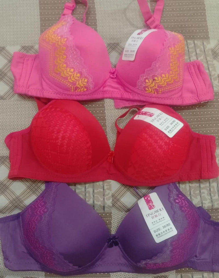 Silk Embroidered Multi Lines Bra