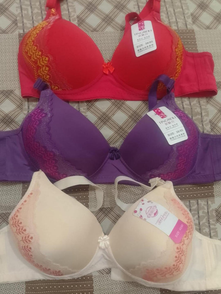 Silk Embroidered Multi Lines Bra