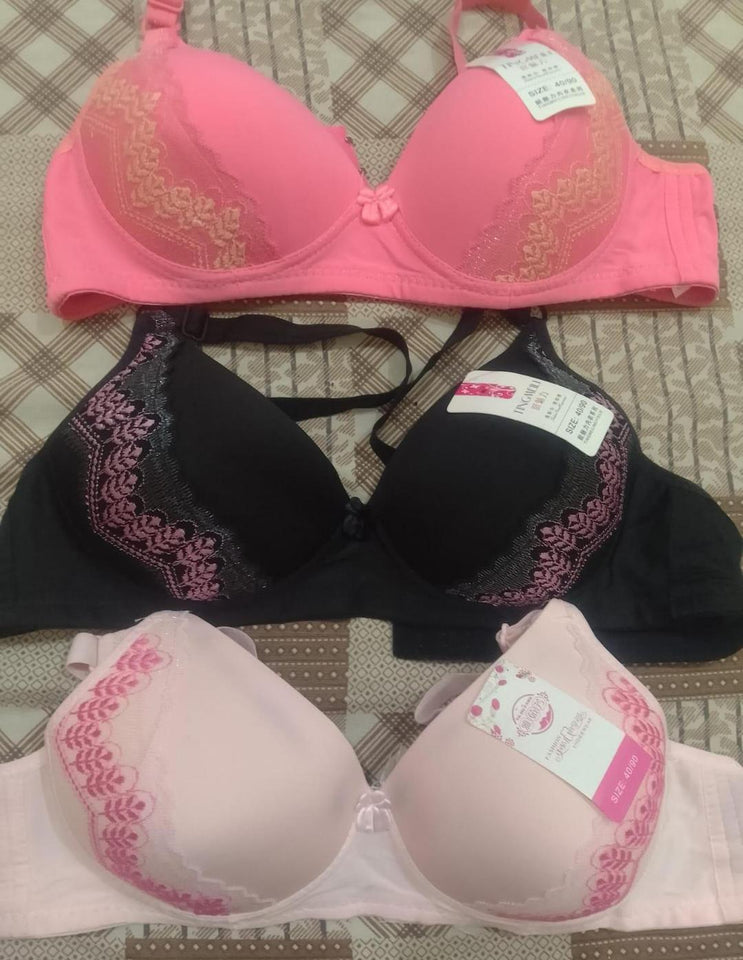 Silk Embroidered Multi Lines Bra