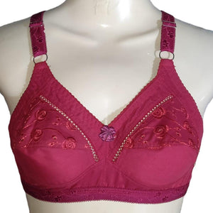 Pack Of 4 Embroidered Bra Cotton Comfortable and Lightweight Non-Padded Bra