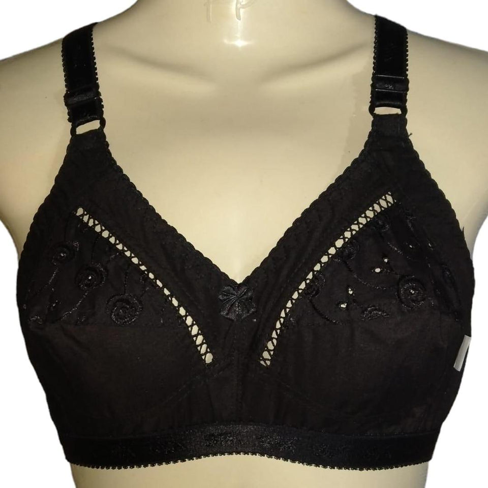 Pack Of 4 Embroidered Bra Cotton Comfortable and Lightweight Non-Padded Bra