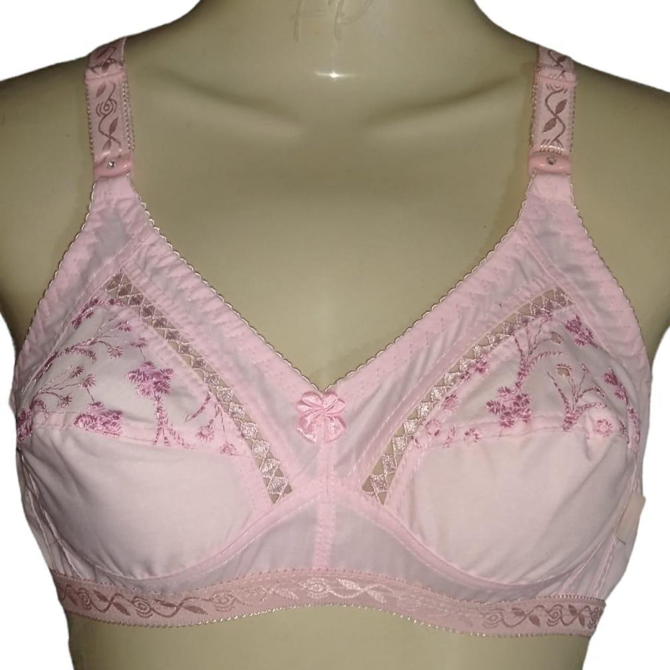 Pack Of 4 Embroidered Bra Cotton Comfortable and Lightweight Non-Padded Bra