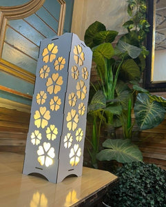Elegant Floral Cutout wooden Table Lamp