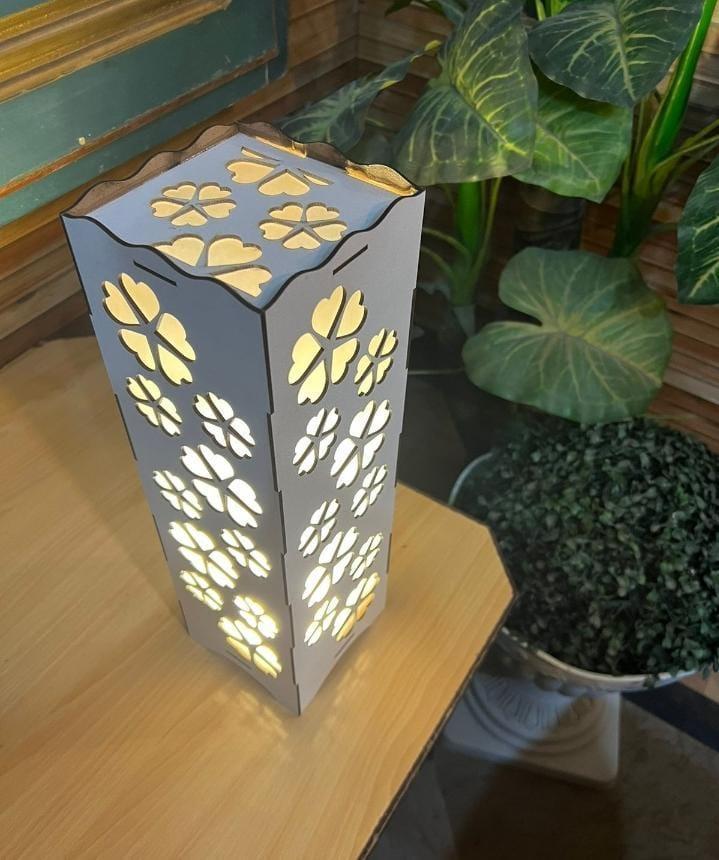 Elegant Floral Cutout wooden Table Lamp